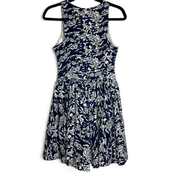 ELLE SASSON Sleeveless Cotton Party Dress A-line Abstract Blue Design Size 6 - Picture 7 of 10